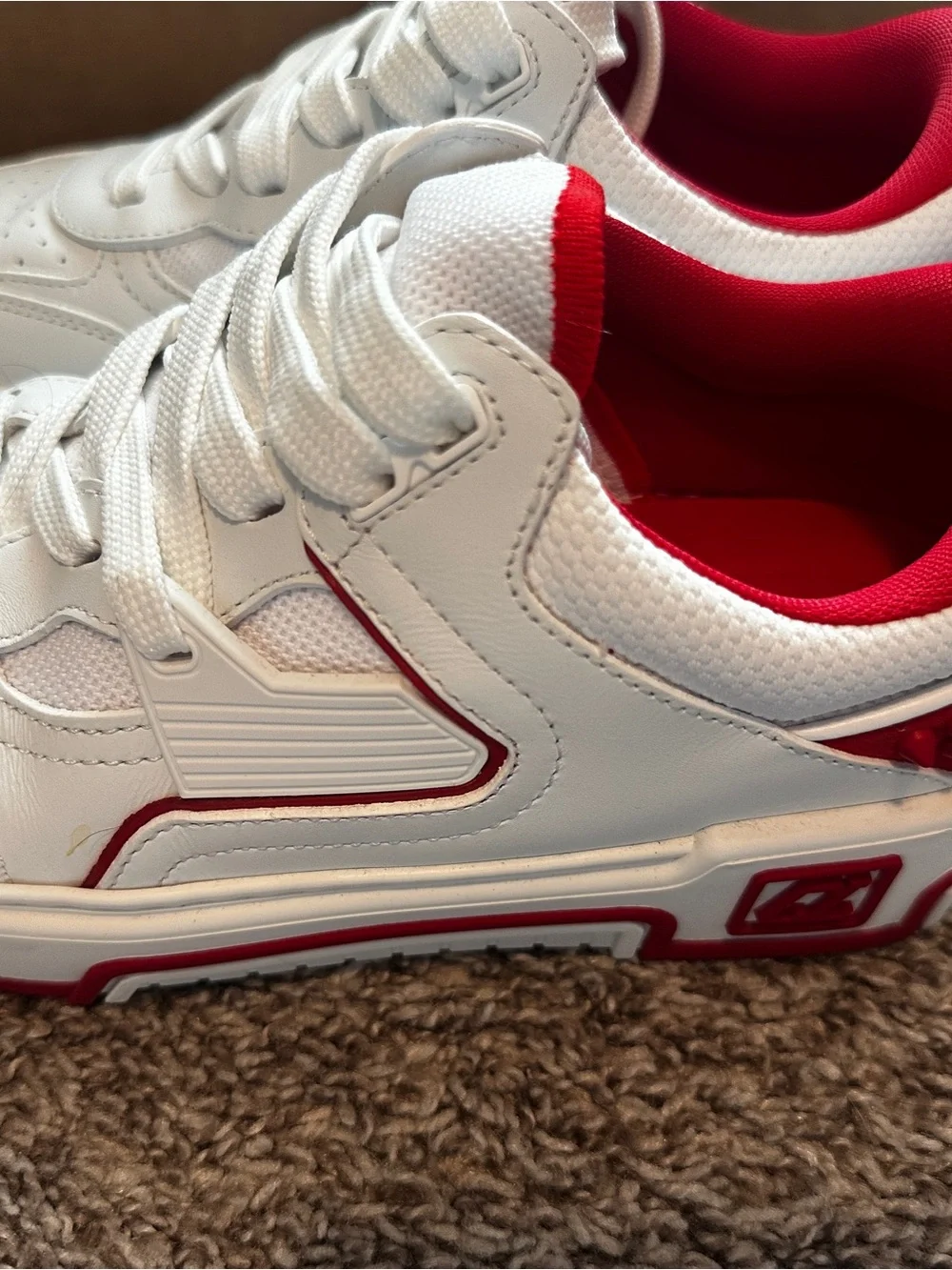 Christian Louboutin White and Red Low-Top Sneakers size 38